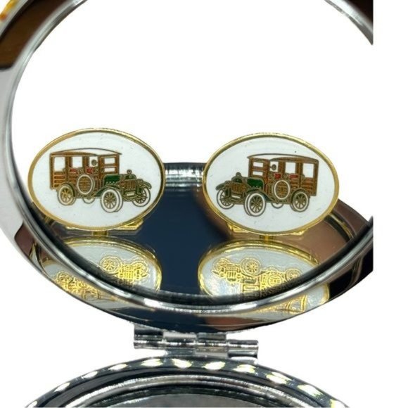 Avon Antique Woody Wagon Cuff Links - Signed Cuff Links - Vintage 1960 - 70s - Picture 5 of 10